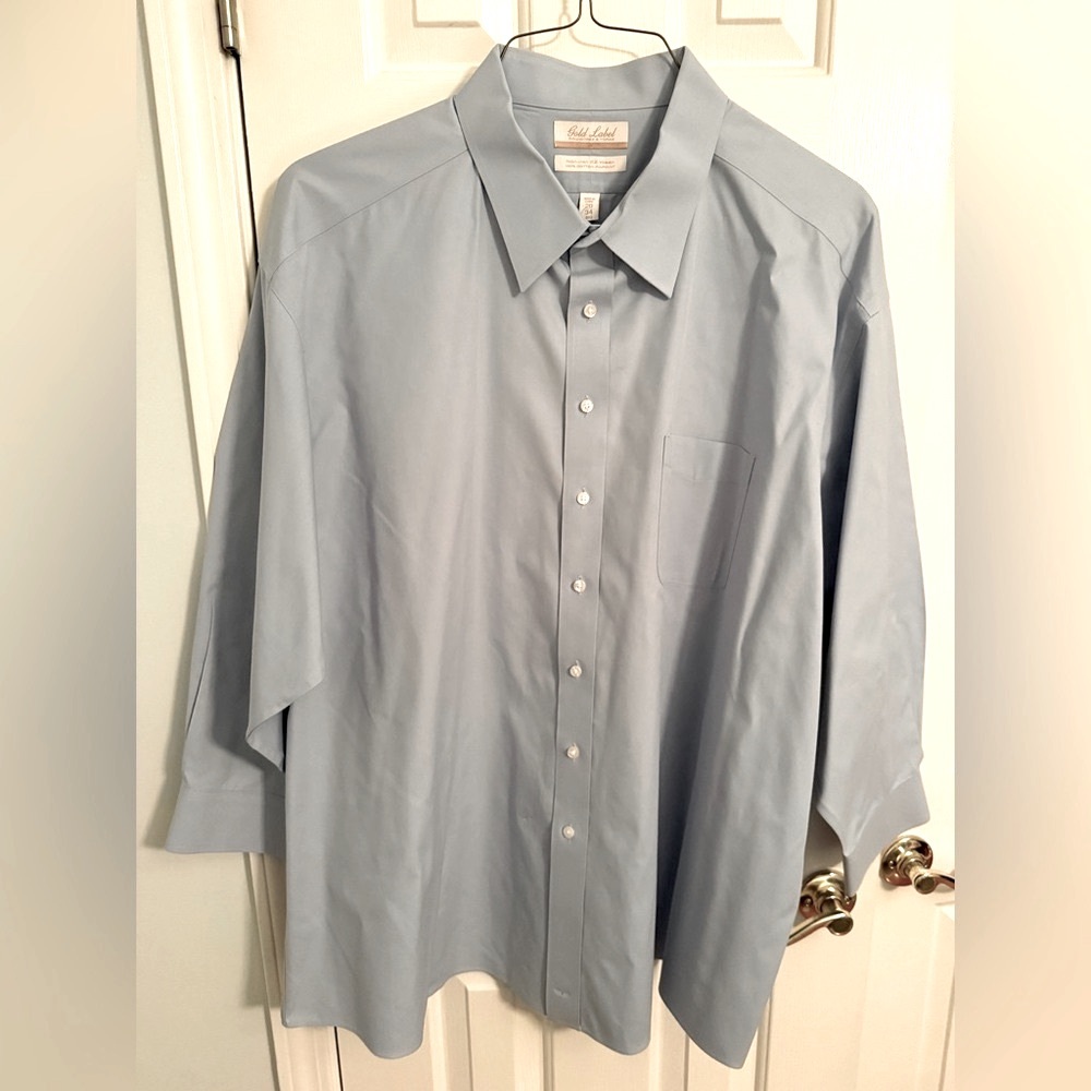 Roundtree & Yorke Blue Dress Shirt Button-Down Collar